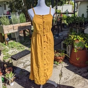 XS Old Navy Mustard Yellow Midi Dress